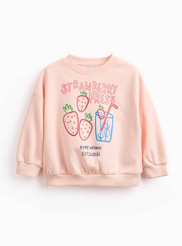 Pale Pink Strawberry Milkshake Print Sweatshirt 4-5 years